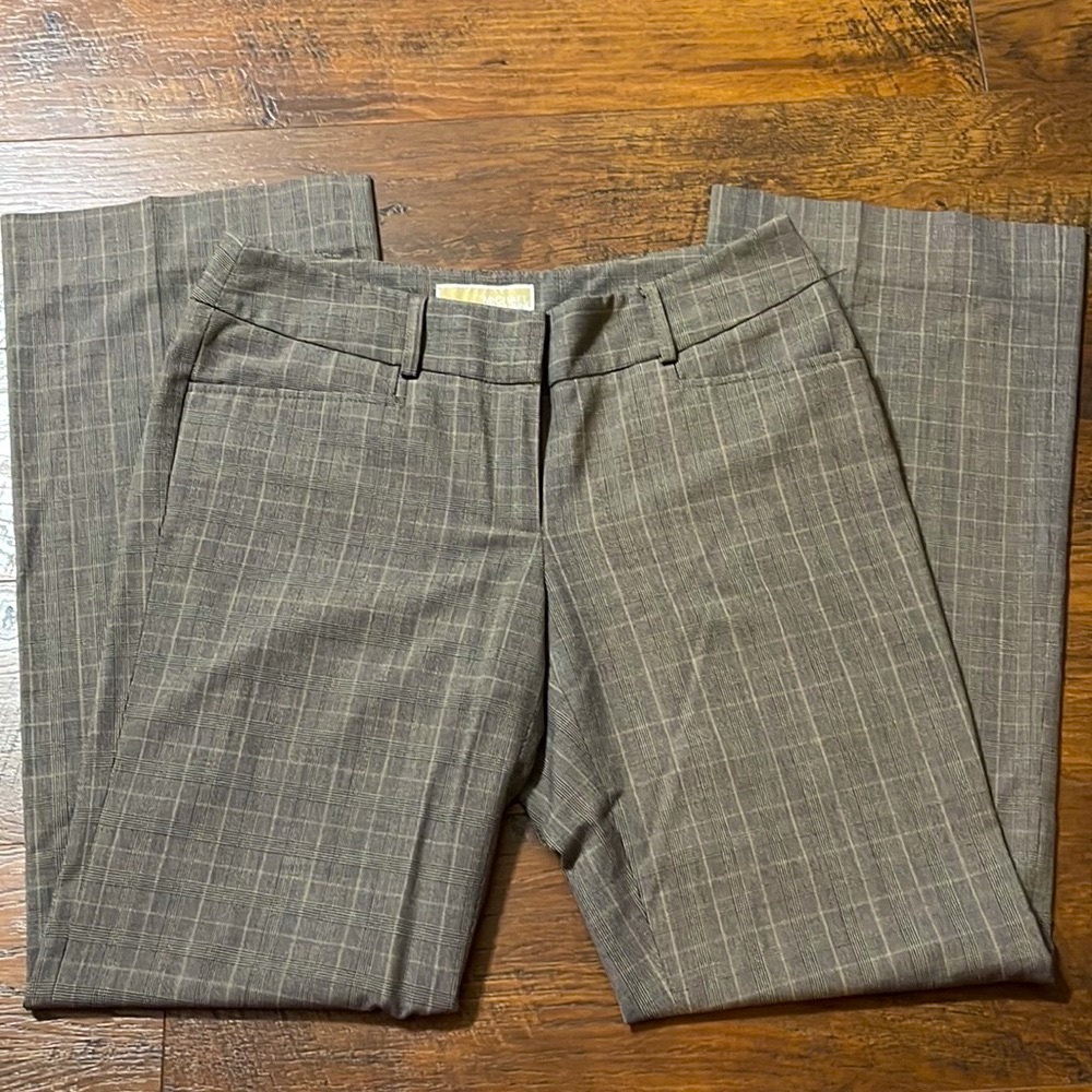 Michael Kors Plaid Stretch Flared Wide Leg Trousers